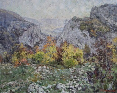 Painting titled "Осень в Крыму" by Andrey Soldatenko, Original Artwork, Oil