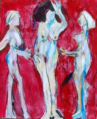 Painting titled "tres gracias?" by Soledad Fernandez, Original Artwork