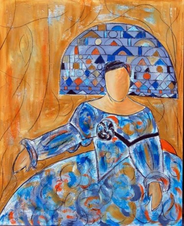 Pintura titulada "menina azul" por Soledad Fernandez, Obra de arte original, Oleo