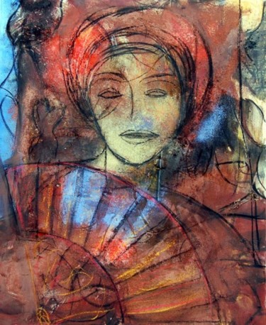 Pintura titulada "dama con abanico IV" por Soledad Fernandez, Obra de arte original, Oleo