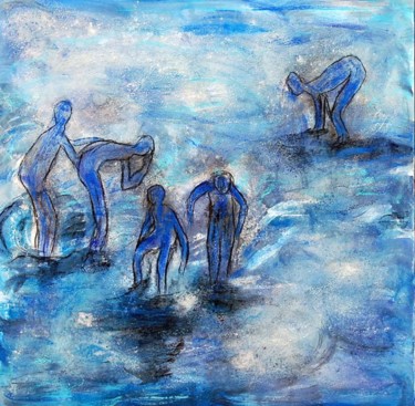 Pintura titulada "bañistas II" por Soledad Fernandez, Obra de arte original, Oleo