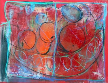 Pintura titulada "bodegon con naranja…" por Soledad Fernandez, Obra de arte original, Oleo