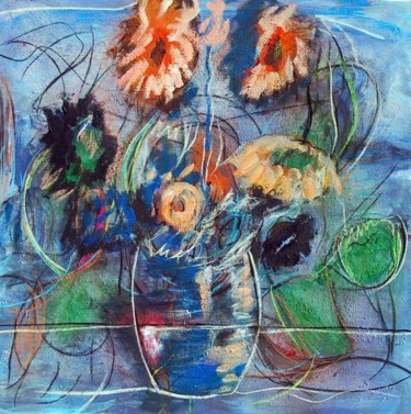 Pintura titulada "jarron con flores V" por Soledad Fernandez, Obra de arte original, Oleo