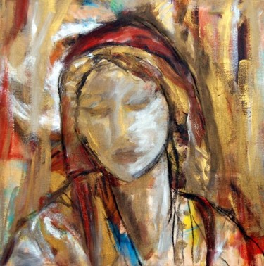 Painting titled "mujer pensando" by Soledad Fernandez, Original Artwork, Oil