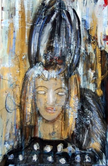 Pintura titulada "mujer con moño II" por Soledad Fernandez, Obra de arte original, Oleo