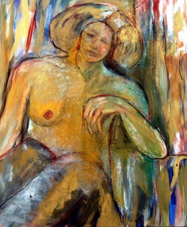Painting titled "hombre sentado" by Soledad Fernandez, Original Artwork, Oil