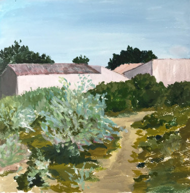 Painting titled "Derrière la maison" by Solene Briere, Original Artwork, Gouache