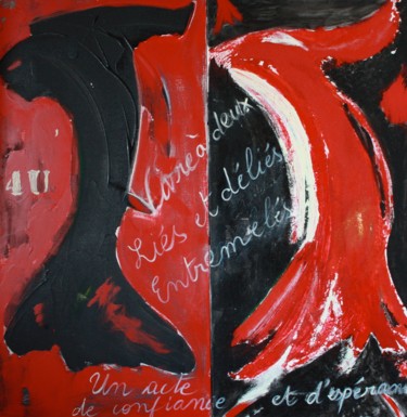 Painting titled "Valse en rouge et n…" by Soleole, Original Artwork, Acrylic