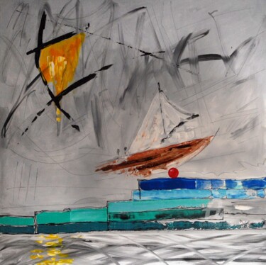Peinture intitulée "Le bateau ivre" par Jean Paul Hippolyte Soler, Œuvre d'art originale, Huile