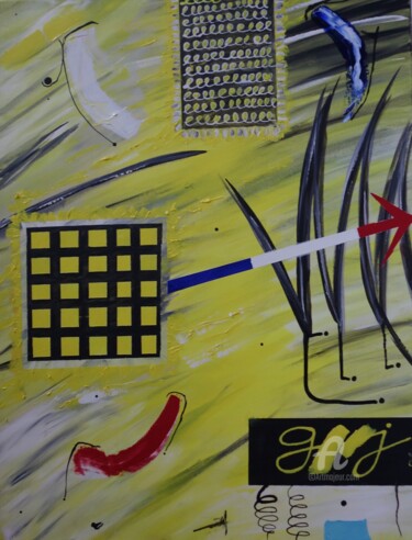 Картина под названием "abstrac'Gilets Jaun…" - Jean Paul Hippolyte Soler, Подлинное произведение искусства, Масло
