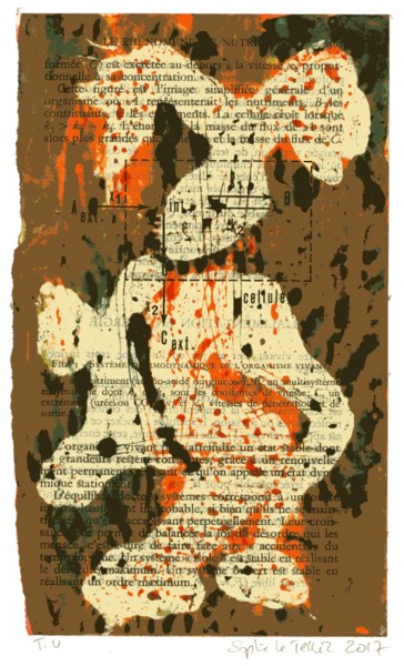 Prenten & gravures getiteld "Papier Bible 1" door Sophie Le Tellier, Origineel Kunstwerk, Collagraphy