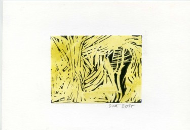 Prenten & gravures getiteld "Lino Jaune" door Sophie Le Tellier, Origineel Kunstwerk, Linosnede