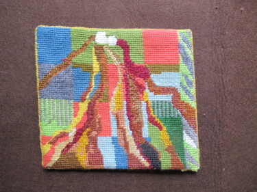 Textile Art με τίτλο "Fleuve" από Sophie Le Tellier, Αυθεντικά έργα τέχνης, Κέντημα