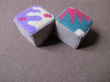 Textile Art με τίτλο "Deux Cubes" από Sophie Le Tellier, Αυθεντικά έργα τέχνης, Ταπισερί