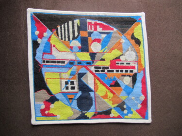 Textilkunst mit dem Titel "Mire" von Sophie Le Tellier, Original-Kunstwerk, Stickerei
