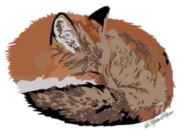 Arts numériques intitulée "Red Fox" par L'Artiste Solitaire, Œuvre d'art originale, Peinture numérique