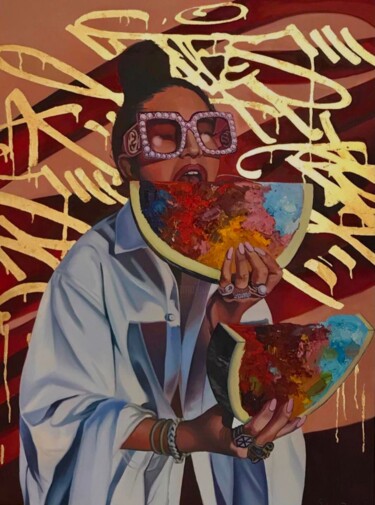 Pintura titulada "Consuming Art or Gi…" por Solomiia Rakush, Obra de arte original, Oleo Montado en Bastidor de camilla de m…