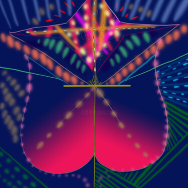 Digitale Kunst getiteld "Neon flower" door Solomon Tair Sharif, Origineel Kunstwerk, 2D Digital Work
