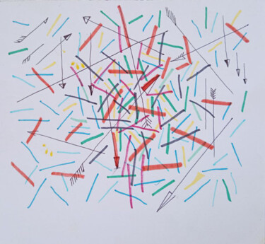 Disegno intitolato "Arrows" da Solomon Tair Sharif, Opera d'arte originale, Pennarello