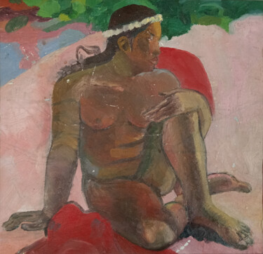Schilderij getiteld "Gauguin 's Tahitian" door Solomon Tair Sharif, Origineel Kunstwerk, Olie