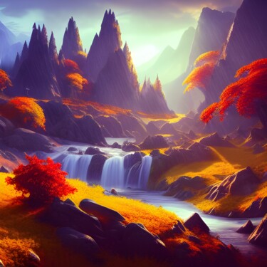 Digital Arts titled "Autumn In The Count…" by Solomon Walker, Original Artwork, Digital Painting