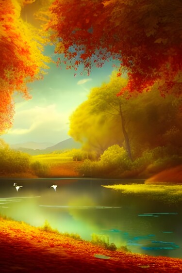 Digital Arts titled "Autumn In The Count…" by Solomon Walker, Original Artwork, 2D Digital Work