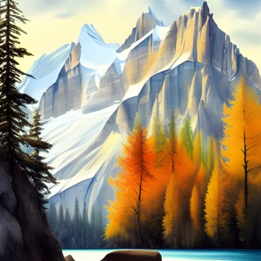 Digital Arts titled "Autumn In the Mount…" by Solomon Walker, Original Artwork, Watercolor