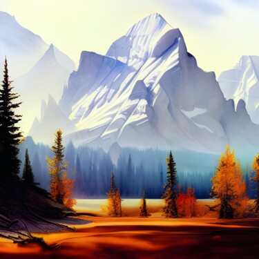 Digital Arts titled "Autumn In the Mount…" by Solomon Walker, Original Artwork, Digital Painting