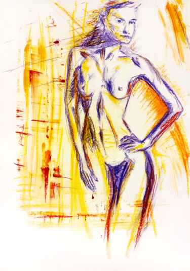 Картина под названием "élégance" - Solrenkli, Подлинное произведение искусства, Пастель