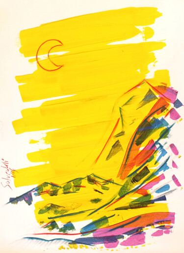 Peinture intitulée "montagne 2" par Solrenkli, Œuvre d'art originale, Acrylique