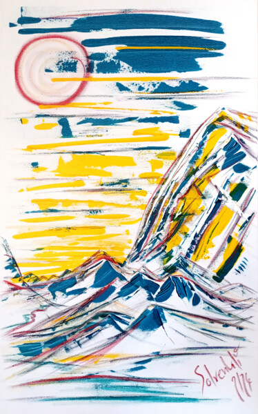 Peinture intitulée "montagne 2" par Solrenkli, Œuvre d'art originale, Acrylique