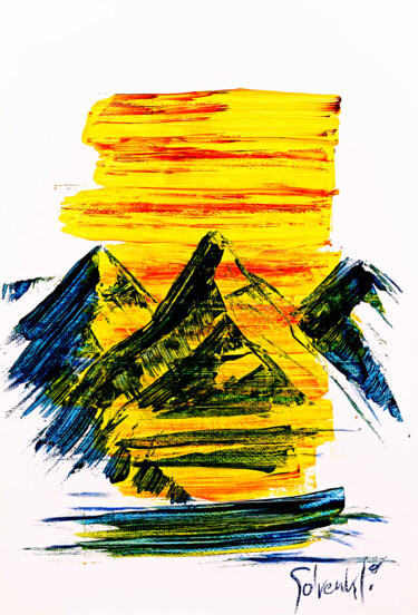 Painting titled "montagne 5" by Solrenkli, Original Artwork, Acrylic