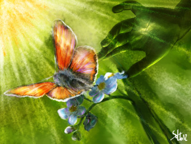 Arts numériques intitulée "papillon.jpg" par Hocine Soltane, Œuvre d'art originale, Peinture numérique