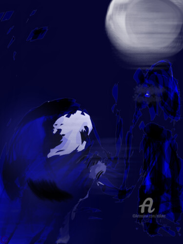 Digitale Kunst mit dem Titel "METEOR DARK JUNGLE" von Solune, Original-Kunstwerk, Digitale Malerei