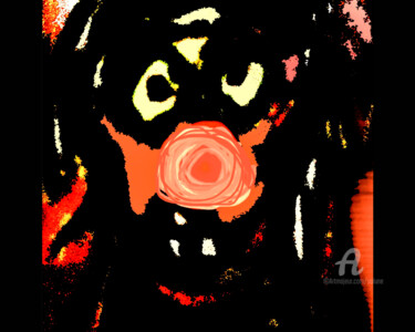 Цифровое искусство под названием "DOG BLACK CLOWN" - Solune, Подлинное произведение искусства, Цифровая живопись