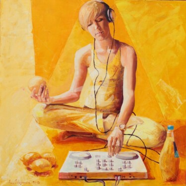 Картина под названием "Yellow Dj" - Anna Soluyanova, Подлинное произведение искусства, Масло