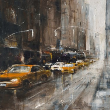 Schilderij getiteld "YELLOW CABS" door Solveiga, Origineel Kunstwerk