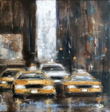 Painting titled "YELLOW CABS" by Solveiga, Original Artwork