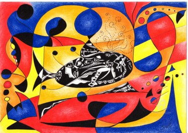 Dessin intitulée "L'anti bocal" par Solveig Marty "Sol", Œuvre d'art originale, Crayon