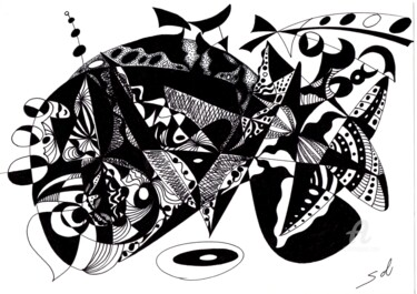 Drawing titled "Arlequin des abysses" by Solveig Marty "Sol", Original Artwork, Ink