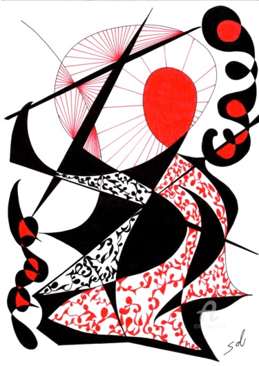 Disegno intitolato "Domo arigato Michaë…" da Solveig Marty "Sol", Opera d'arte originale, Inchiostro