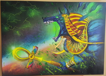 Schilderij getiteld "#84 - Anubis" door Soma, Origineel Kunstwerk, Acryl