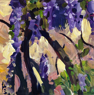 Malerei mit dem Titel "Blooming Wisteria II" von Sona Adalyan, Original-Kunstwerk, Acryl