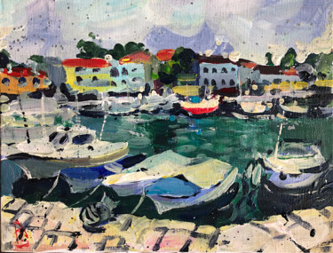 Pintura intitulada "Lovely Harbour I" por Sona Adalyan, Obras de arte originais, Acrílico