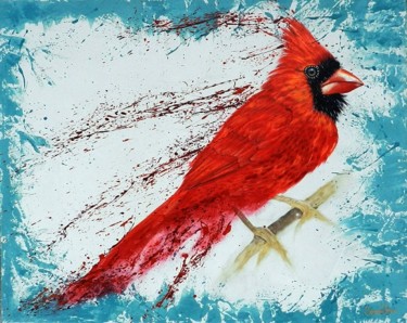 Pintura titulada "ave-cardenal-sonair…" por Sonaira Piñero, Obra de arte original, Acrílico