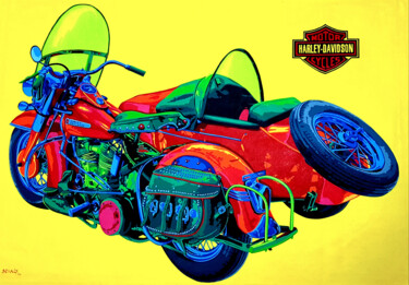 Картина под названием "Harley Davidson wit…" - Sonaly Gandhi, Подлинное произведение искусства, Акрил