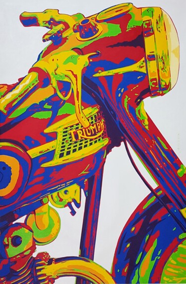 Ζωγραφική με τίτλο "TRIUMPH MOTORBIKES" από Sonaly Gandhi, Αυθεντικά έργα τέχνης, Ακρυλικό