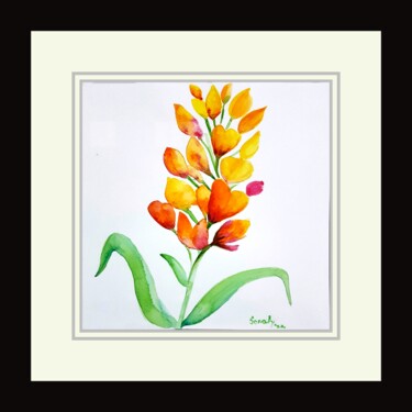Malerei mit dem Titel "Flowers 4" von Sonaly Gandhi, Original-Kunstwerk, Aquarell