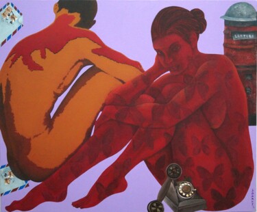 Peinture intitulée "Couple in love 3" par Sonaly Gandhi, Œuvre d'art originale, Acrylique Monté sur Châssis en bois