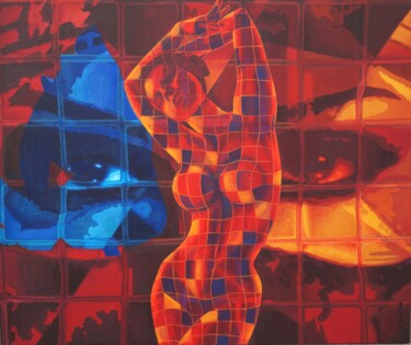 「Freedom」というタイトルの絵画 Sonaly Gandhiによって, オリジナルのアートワーク, アクリル ウッドストレッチャーフレームにマウント